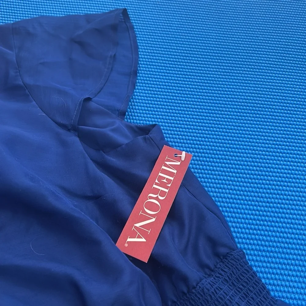 Medina Blue Ruffle V Neck Dress